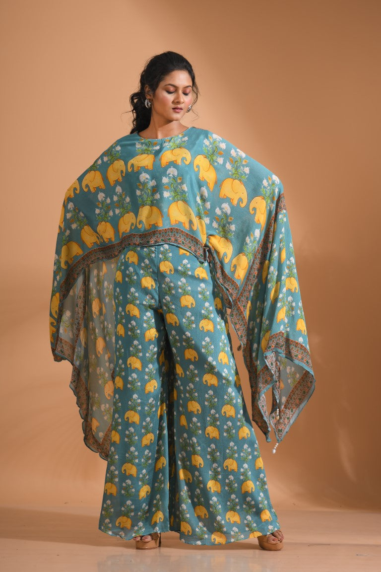 Morchari Kaftan Set With Hand Embroidery - Multi | Grocsy