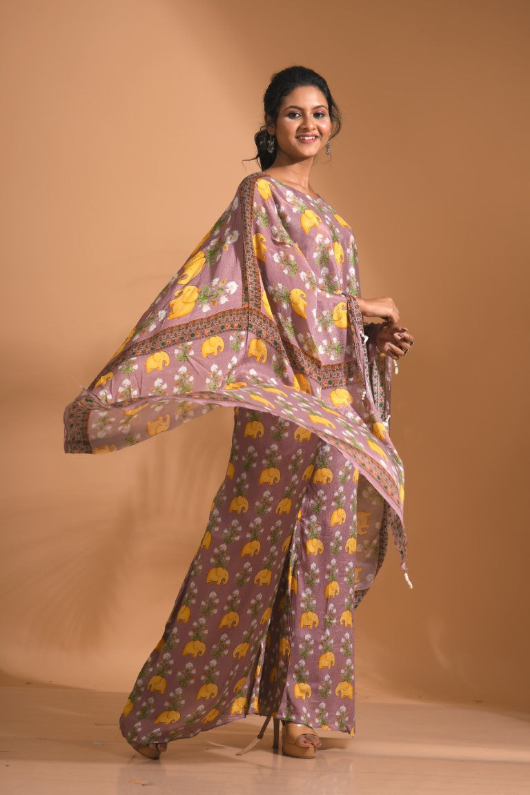 Morchari Kaftan Set With Hand Embroidery - Multi | Grocsy