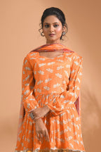 Morchari Sharara Top Set With Dupatta - Orange | Grocsy