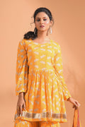 Morchari Sharara Top Set With Dupatta - Yellow | Grocsy