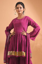 Morchari Sharara Top Set With Dupatta - Purple | Grocsy