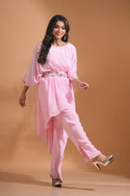 Morchari Kaftan Set With Pant - Pink | Grocsy
