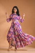 Morchari Long Gown With Hand Embroidery - Purple | Grocsy