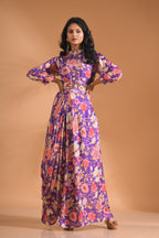 Morchari Long Gown With Hand Embroidery - Purple | Grocsy