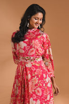 Morchari Long Gown With Hand Embroidery - Red | Grocsy