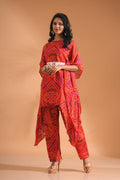 Morchari Kaftan Set With Embroidery - Red | Grocsy