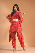 Morchari Kaftan Set With Embroidery - Red | Grocsy