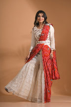 Morchari Sharara Set Attached With Dupatta With Hand Embroidery - Cream | Grocsy