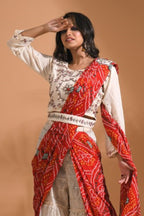 Morchari Sharara Set Attached With Dupatta With Hand Embroidery - Cream | Grocsy