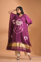 Morchari Kaftan Set With Embroidery - Purple | Grocsy