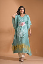 Morchari Kaftan Set With Embroidery - Light Green | Grocsy