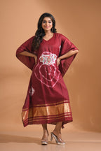 Morchari Kaftan Set With Embroidery - Maroon | Grocsy