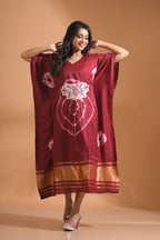 Morchari Kaftan Set With Embroidery - Maroon | Grocsy