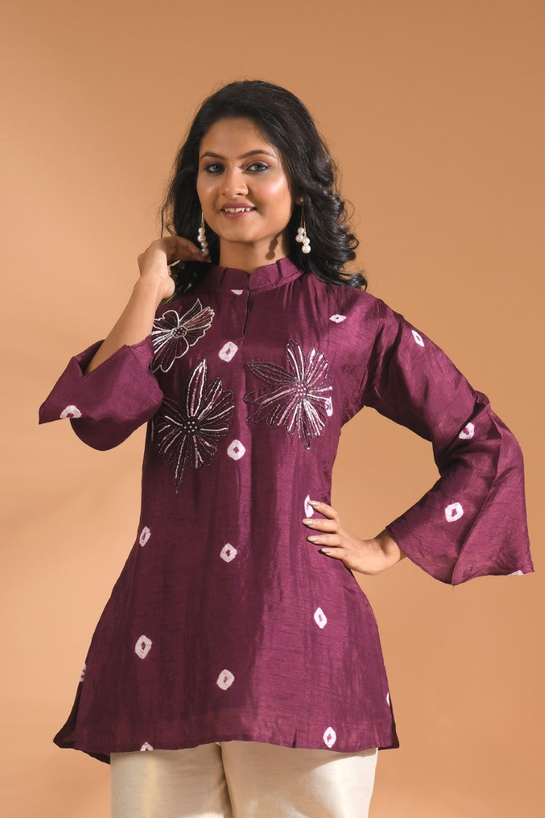 Morchari Co Ord Set With Hand Embroidery - Purple | Grocsy