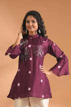 Morchari Co Ord Set With Hand Embroidery - Purple | Grocsy