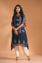 Morchari Co Ord Set With Hand Embroidery - Blue | Grocsy