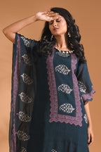 Morchari Co Ord Set With Hand Embroidery - Blue | Grocsy