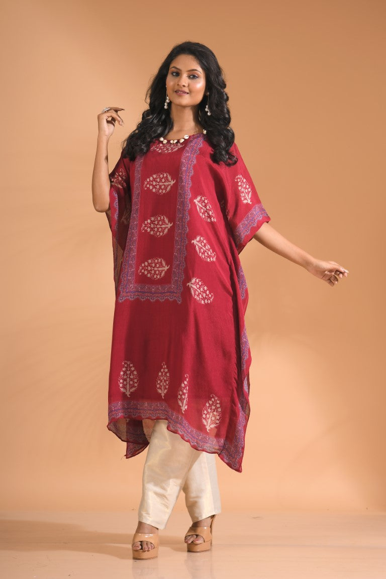 Morchari Co Ord Set With Hand Embroidery - Maroon | Grocsy