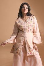 Morchari Co Ord Set With Hand Embroidery - Cream | Grocsy