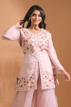 Morchari Co Ord Set With Hand Embroidery - Light Peach | Grocsy