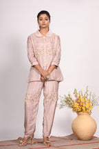 Morchari Co Ord Set With Hand Embroidery - Cream | Grocsy