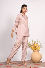 Morchari Co Ord Set With Hand Embroidery - Cream | Grocsy