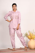 Morchari Co Ord Set With Hand Embroidery - Purple | Grocsy