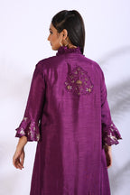 Morchari Long Gown With Jacket With Hand Embroidery - Purple | Grocsy