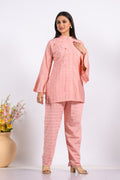 Morchari Co Ord Set With Hand Embroidery - Peach | Grocsy