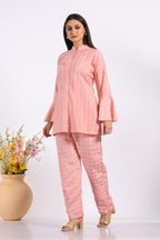 Morchari Co Ord Set With Hand Embroidery - Peach | Grocsy