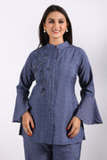 Morchari Co Ord Set With Hand Embroidery - Blue | Grocsy