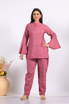 Morchari Co Ord Set With Hand Embroidery - Peach | Grocsy