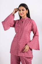 Morchari Co Ord Set With Hand Embroidery - Peach | Grocsy