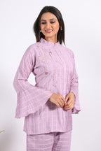 Morchari Co Ord Set With Hand Embroidery - Light Purple | Grocsy