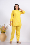 Morchari Co Ord Set With Hand Embroidery - Yellow | Grocsy
