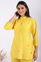 Morchari Co Ord Set With Hand Embroidery - Yellow | Grocsy
