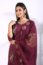 Morchari Sharara With Pant & Dupatta With Hand Embroidery - Maroon | Grocsy