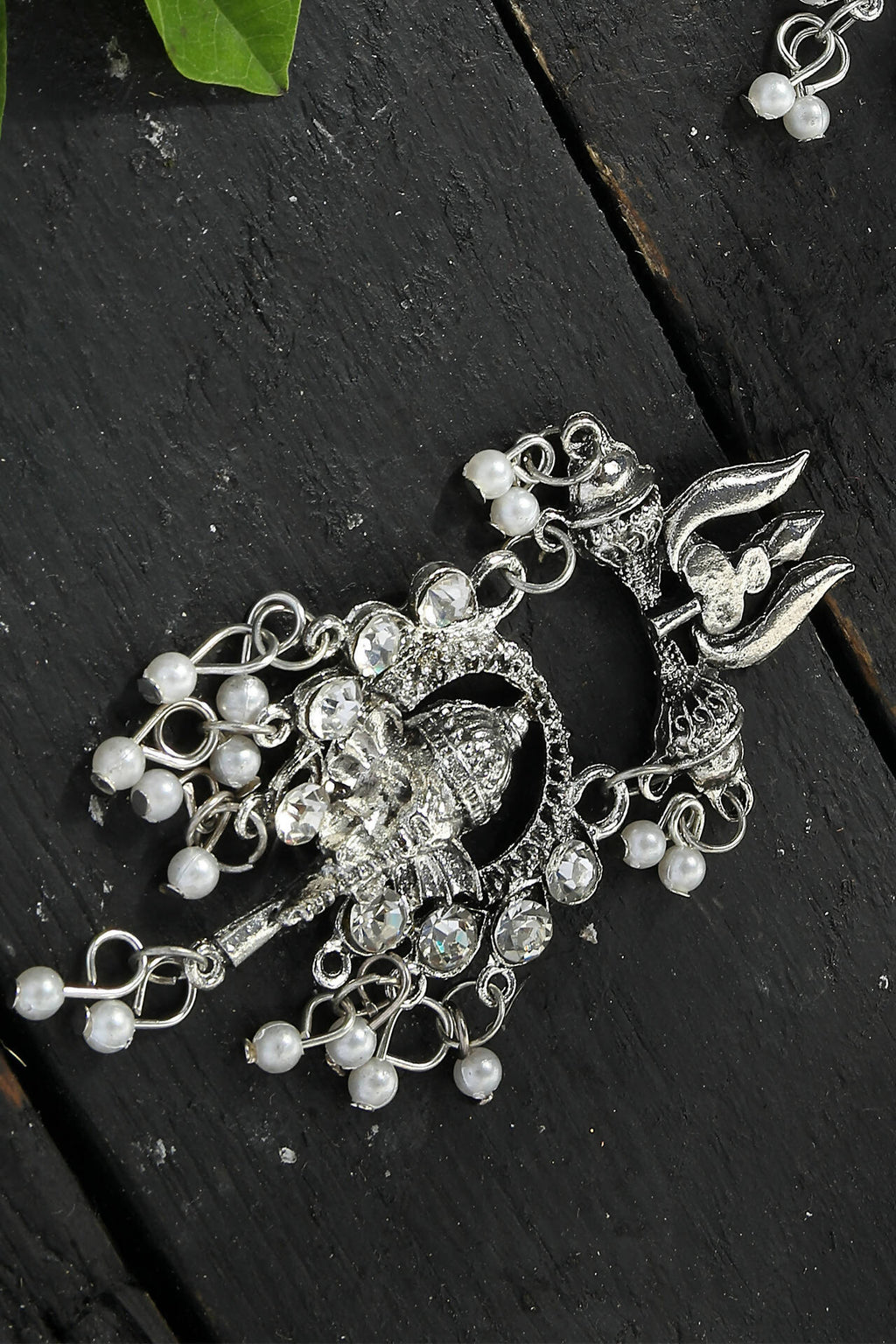Mominos Fashion Johar Kamal Oxidised Silver-Plated Ganesha Design Necklace Choker Set | Grocsy