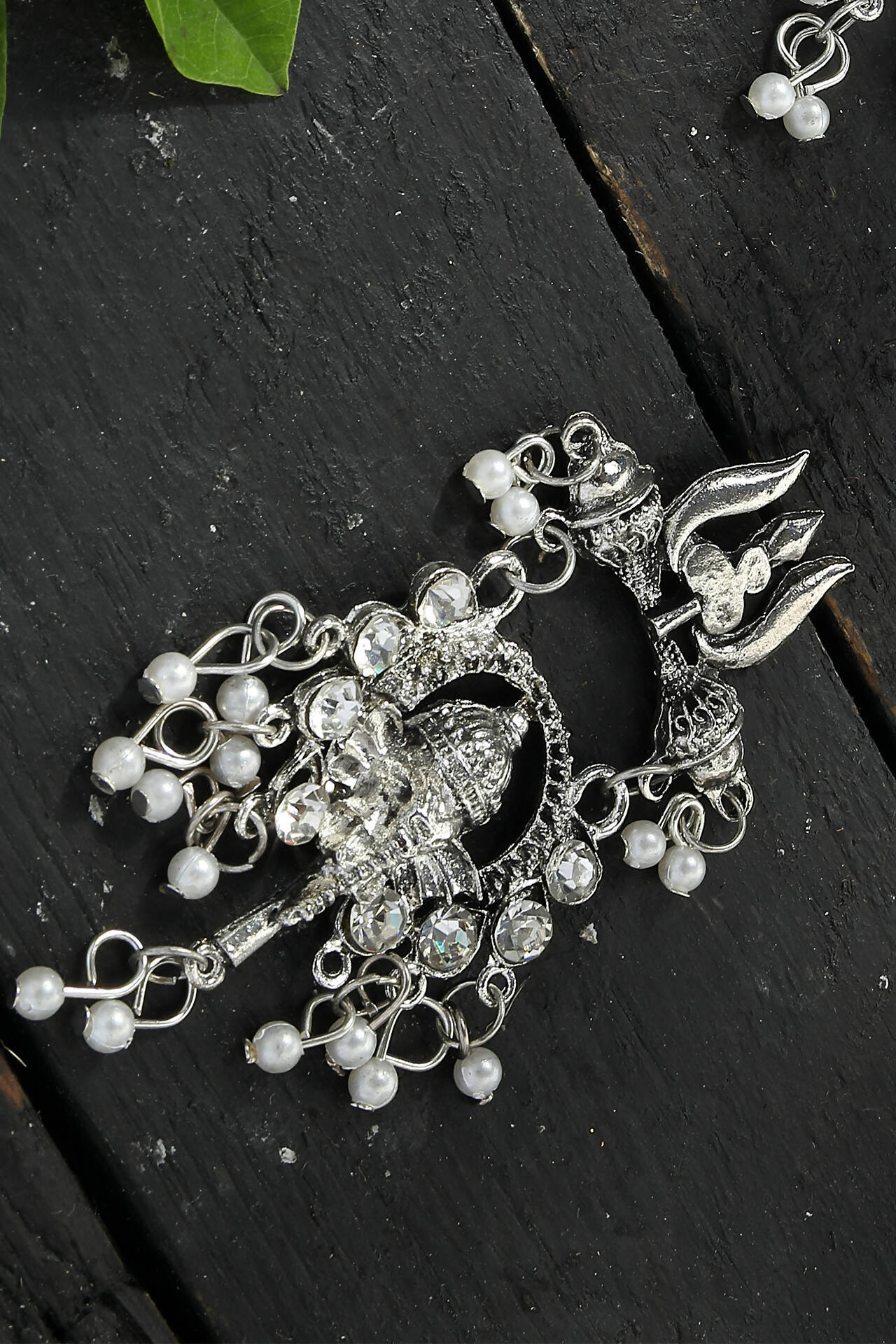 Mominos Fashion Johar Kamal Oxidised Silver-Plated Ganesha Design Necklace Choker Set | Grocsy
