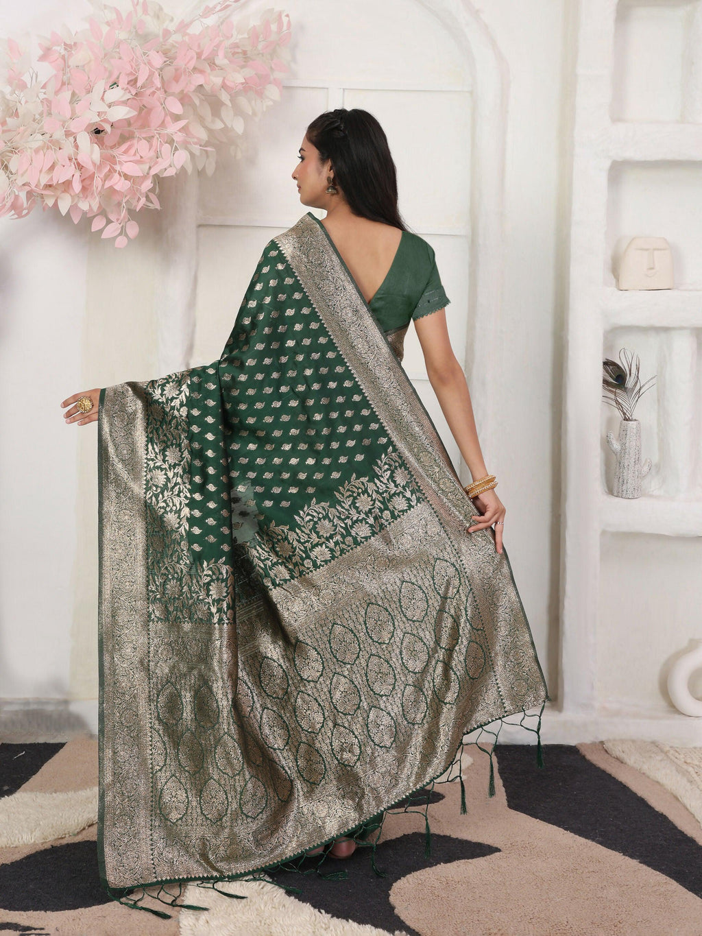 Shree Shyam Fashion Lichi Silk Blue Saree | Grocsy