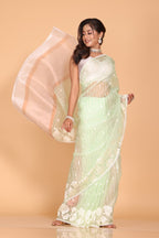 Morchari Orzanga Stripe Embroidery Saree - Green | Grocsy