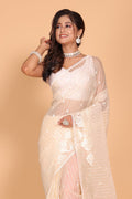 Morchari Orzanga Stripe Embroidery Saree - Beige | Grocsy