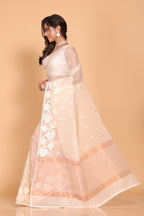 Morchari Orzanga Stripe Embroidery Saree - Beige | Grocsy