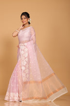 Morchari Orzanga Stripe Embroidery Saree - Light Pink | Grocsy