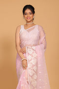 Morchari Orzanga Stripe Embroidery Saree - Light Pink | Grocsy