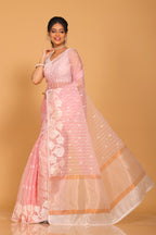 Morchari Orzanga Stripe Embroidery Saree - Pink | Grocsy