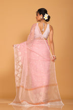 Morchari Orzanga Stripe Embroidery Saree - Pink | Grocsy
