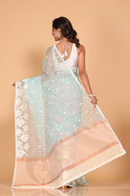 Morchari Orzanga Stripe Embroidery Saree - Sky Blue | Grocsy