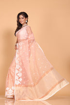 Morchari Orzanga Stripe Embroidery Saree - Peach | Grocsy