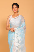 Morchari Orzanga Stripe Embroidery Saree - Green | Grocsy